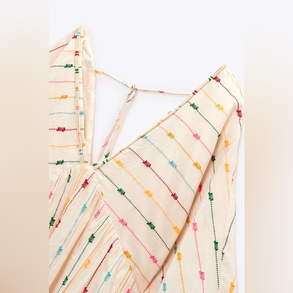Zara Multi Colored Dotted Mesh Mini Dress XS - Picture 9 of 15